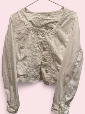 White House Black Market Ivory Button-Up Jacket